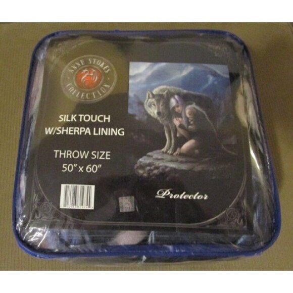 New Anne Stokes Art Protector Fairy Wolf Plush Throw Gift Blanket Sherpa Angel - Picture 4 of 5